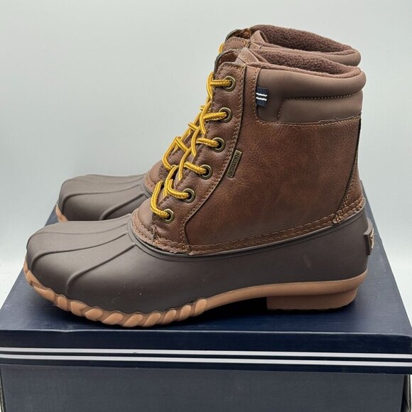 Nautica Channing Duck Boots Brown Waterproof Rubber Sole Insulated Lace-Up 7 M - Picture 3 of 11